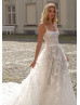 Ivory 3D Flowers Romantic Wedding Dress
